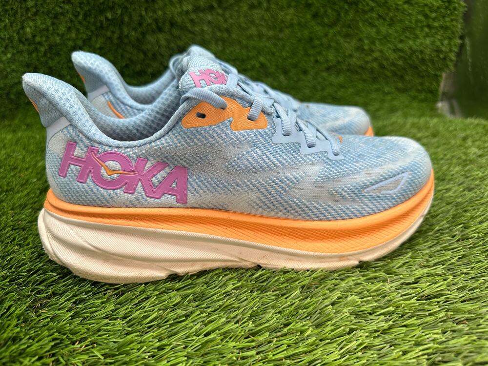 Hoka One One Clifton 9 1127896-ABIW Athletic Shoes Women's 7.5B Blue Knit Sports